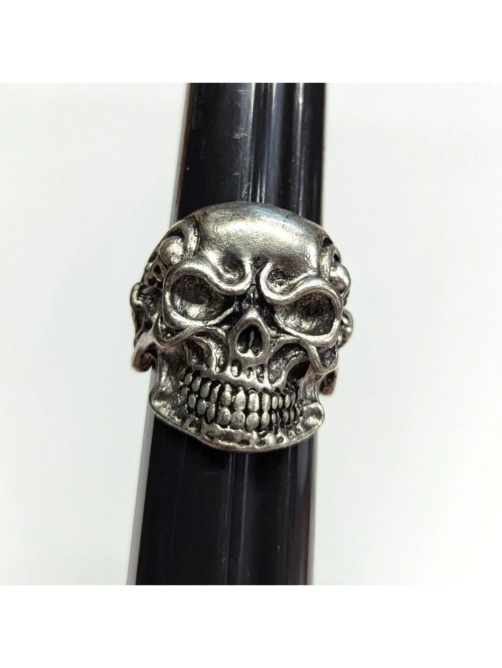 Vintage New Skull Ring Unisex Big Mens Plus Size 11 SilverTone Gothic Biker